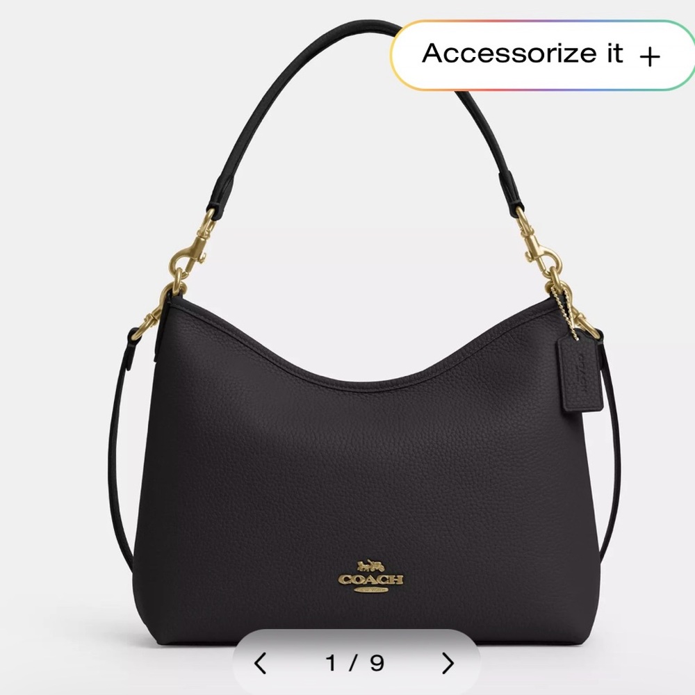 Coach Laurel Medium Black Pebbled Leather
